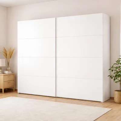 Immagine prodotto di Dmora Guardaroba 2 Ante Kauri 60.5x220.4h cm Bianco Bianco Lucido, Appendiabiti 2 Ante
