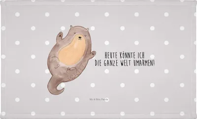 Produktbild von Mr. & Mrs. Panda Handtuch 50x100 Otter Umarmen - Grau Pastell - Geschenk, frottee, Optimistisch, Hallo, baumwolle, Flauschtuch, gesichtshandtuch, glücklich, gut Gelaunt