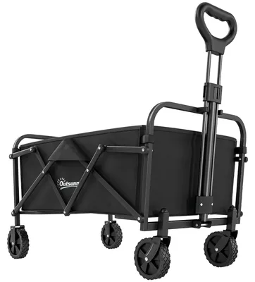 Produktbild von Bollerwagen Faltbarer Handwagen mit Griff Verstellbarer Griffhöhe bis 68 kg Tragkraft für Sport Einkauf Camping Schwarz
