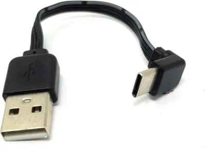 Produktbild von SYSTEM-S USB 3.1 Kabel 13 cm Typ C Stecker zu 2.0 Typ A Stecker Winkel flach Schwarz