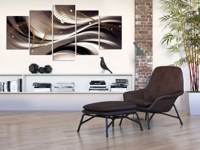 Produktbild von Akustikbild Abstrakt 200x100 cm Bilder Akustikschaum Hochleistungsschallabsorber Schallschutz Leinwand 5 tlg Wandbild Raumakustik Schalldämmung a-A-0248-b-n