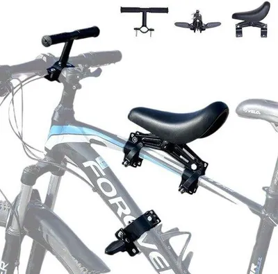 Productafbeelding van Kinder Fietszitje - Voorzitje Fiets - Samen Fietsen - Met Stuur - 2-6 Jaar - Zwart