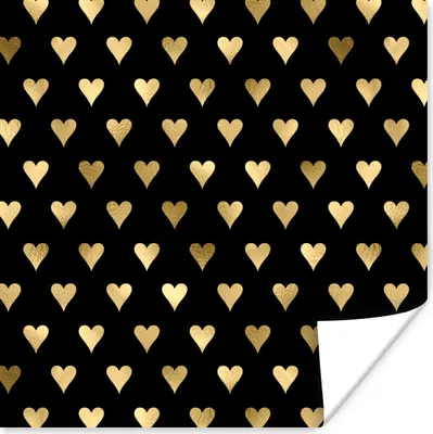 Produktbild von MuchoWow® Poster Muster - Herz - Gold 100x100 cm - Babyzimmer