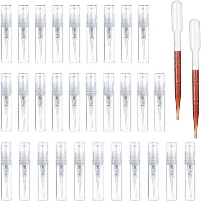 Produktbild von Leere Parfümfläschchen mit Sprühkopf, 3 ml, 30 Stück, Mini-Sprühfläschchen zum Nachfüllen, transparente, tragbare Mini-Fläschchen aus Kunststoff für unterwegs, ideal für Parfüm und Lotionen