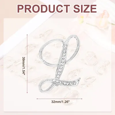 Produktbild von Brief Brosche Pins, Buchstaben l Strass Perle Broschen Set Metall Kristall Alphabet A-Z Reversnadel fš¹r Damen Schmuck Geschenk Anzug Kleidung Hut Kleid Mantel Handwerk, Silberton