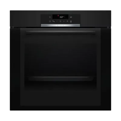 A black Bosch oven is shown against a white background.