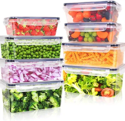 Obrázek produktu pro Sada úložných boxů s víkem – ideální pro skladování potravin – příprava jídel – 100% nepropustný design – 16 kusů – průhledné