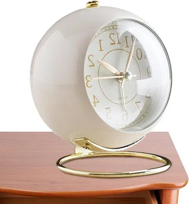 Productafbeelding van Analoge Wekker - Stille Klok - Wakker Worden - Retro Design - 10.5 cm - Wit