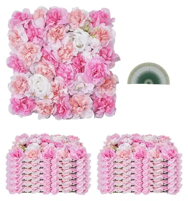 Zdjęcie produktu dla VEVOR Sztuczny żywopłot, 12-pak, 380 x 380 x 65 mm, sztuczna ściana roślin, na ślub, walentynki, do domu, baby shower, dekoracja tła, różowy