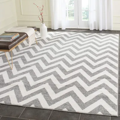 Obrázok produktu pre Omgoods – Geometrický koberec – 91 x 152 cm, tmavosivý a béžový