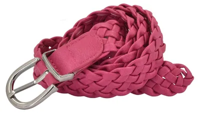 Produktbild von styleBREAKER Damen Flechtgürtel schmal aus Kunstleder | 2,8 cm breit | geflochtener Gürtel mit silberner Dornschließe | One Size 110 cm lang