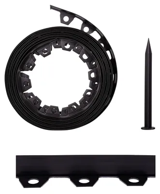 Immagine prodotto di Bordatura per giardino con picchetti da terra robusti, lunghezza 9,8 metri, colore nero