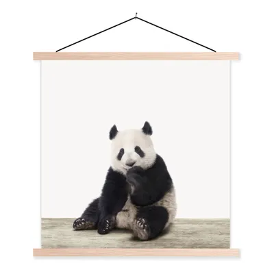 Produktbild von MuchoWow® Textilposter Panda - Tiere - Jungen - Mädchen - Pandabär 40x40 cm mit holzfarbenen Rahmen - Posterleiste