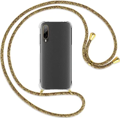 Produktbild von Handykette Backcover-Schutzhülle mit Band (Metall goldfarben) für HTC Desire 22 Pro 5G (6.6'') - braun+beige