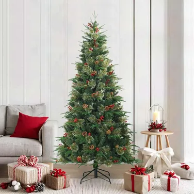Image de Maison Exclusive - Sapin de Noël artificiel pliable, vert, 210 cm