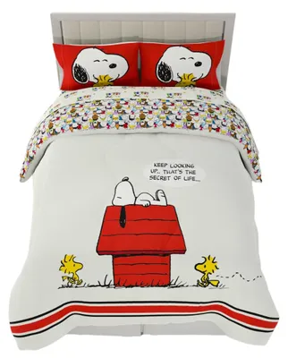 Bettdecken- und Bettwäscheset Peanuts, 5-teilig, Queensize, Microfaser, wendbar