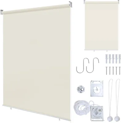 Produktbild von Faziango Senkrechtmarkise 100x140 cm Balkonrollo Beige UV Schutz Sonnenschutz Sichtschutz wasserdicht wetterfest Balkon Terrasse