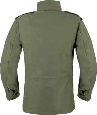 The back view of a green jacket.