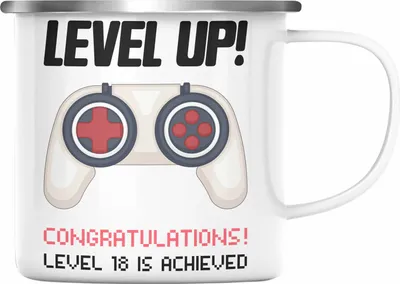 Produktbild von Trendation - 18. Geburtstag Emaille Tasse Jungen Jungs Geschenk 18er Geschenkidee 18 Sohn Gamer Zocker Sprüche Lustig (Silber)
