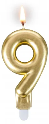 Imagen del producto de Vela número "9", color dorado