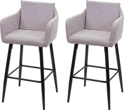 Obrázek produktu pro sada 2 barových stoliček HWC-H93, barová stolička, kovová podnož  látka/textil světle šedá