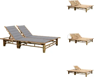 Image de vidaXL Bain de soleil 2 personnes avec coussins en bambou - Bains de soleil