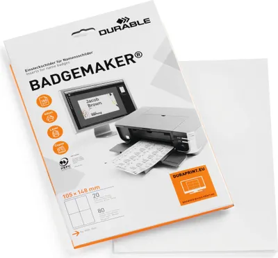 Produktbild von DURABLE Einsteckschilder BADGEMAKER® A6 80 St., 142002 weiß