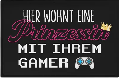 Produktbild von Trendation - Hier Wohnt Eine Prinzessin Mit Ihrem Gamer Fußmatte Geschenk Zocker Gaming Fussmatte 60x40 Türmatte