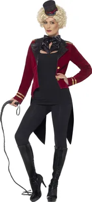 Produktbild von Smiffys Damen-Kostüm, Zirkusdirektorin, rot, mit Jacke, Kragen und Mini-Zylinder
