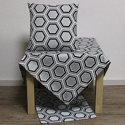 Produktbild von moderne Kissenhülle Kissenbezug Tomette weiß schwarz silber 50x50cm Hossner WA
