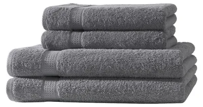 Produktbild von 4er Set Frottee 2x Handtücher 2x Duschtücher Elegance 100% Baumwolle 500 gsm 50x100 cm 70x140 cm anthrazit
