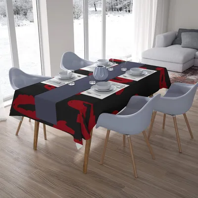 Tischdecke Polyester 140x200 cm Rot Schwarz wasserabweisend
