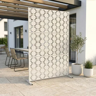 Produktbild von Trennwand ‘Basciano’ verzinkter Stahl 180 x 120 cm Knoblauchbeige