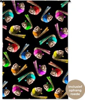 Produktbild von MuchoWow® Wandteppich Wandbehang Mädchen mit einem Perlenohrring - Muster - Regenbogen 120x180 cm Tapisserie Dekoration Wandtuch - Schlafzimmer - Dekorationen für das Haus