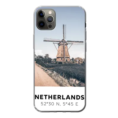 Produktbild von MuchoWow® Handyhülle Schutzhülle Hülle für iPhone 12 Pro Max Niederlande - Mühle - Wiese Silikon Softcase Handy Hülle - Hartschale