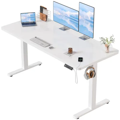 Productafbeelding van In Hoogte Verstelbaar Bureau 140x60 cm - Elektrisch Verstelbaar - Stalen Frame