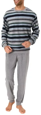 Produktbild von Eleganter Herren Frottee Pyjama mit Bündchen - auch in Übergrößen bis Gr. 60 - 291 93 840 ; grau , 56
