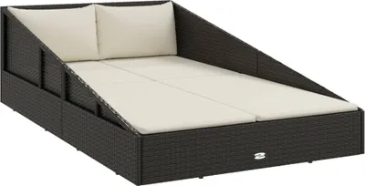 Produktbild von vidaXL Gartenbett Schwarz 110x200 cm Poly Rattan