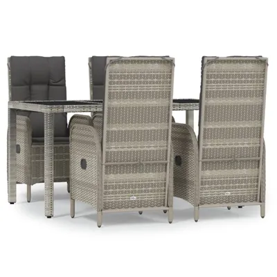 Obrázek produktu pro vidaXL 5dílný zahradní jídelní set s polštáři Grey Poly Rattan