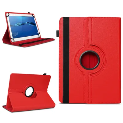 Produktbild von Tablet Hülle für Huawei MediaPad T1 T2 T3 T5 10 Tasche Case 360 Drehbar CoverFarben:Rot