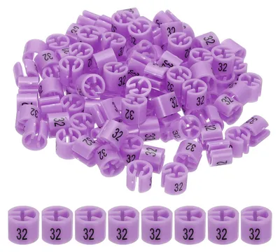 Image de Marqueurs pour cintres - 100 pièces, repères de taille pour tiges de 3 mm - Indicateurs de taille pour vêtements - Couleur : violet et rose