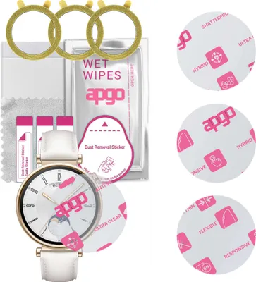 Produktbild von apgo 3 Stück Schutzglas, klar, kompatibel mit Huawei Watch GT4 41 mm Smartwatch, Hybrid 8H, Ersatz für Hartglas, Displayschutzglas, Bildschirmschutz, Displayschutz, kratzfest