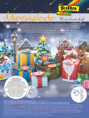 Produktbild von Folia Adventskalender-Bastelset Winterlandschaft - 25-teilig