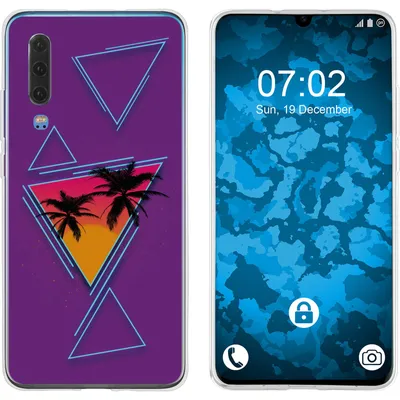 Produktbild von PhoneNatic Case kompatibel mit Huawei P30 Silikon-Hülle Retro Wave Palmen M3