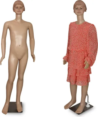 Produktbild von Bituxx Mädchen Schaufensterpuppe 140cm, 360° drehbar, Realistisches Gesicht, Europäische Hautfarbe, Kunststoff, MS-16988, Stabiler Stand mit Metallplatte