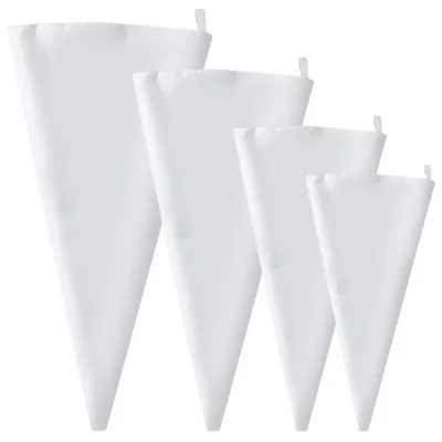 Image de Sacs de décoration réutilisables, 4 pièces, en coton, de 45/40/35/25 cm, de couleur blanche, pour gâteaux et tartes