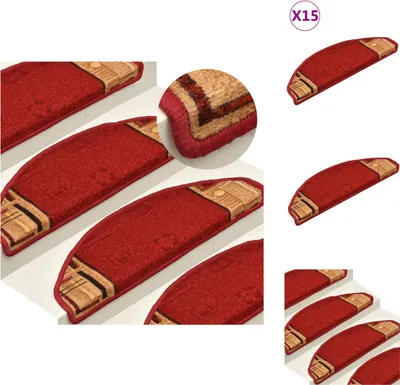 Obrázok produktu pre vidaXL Samolepiace rohože na schody 15 ks. Červené 65x21x4 cm - Podložky pod schody