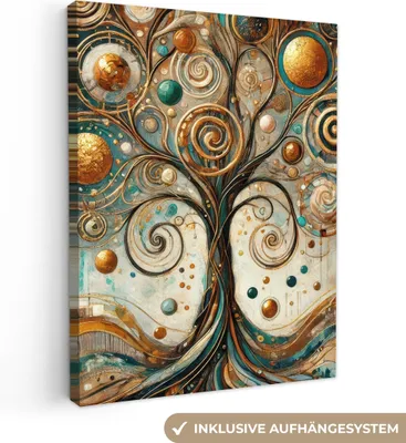 Produktbild von MuchoWow® - Leinwandbilder - Baum des Lebens - Baum - Abstrakt - Modern, Wandbild, Wanddeko Bilder Wohnzimmer, 90x120cm
