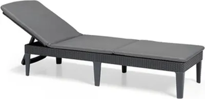 A grey sunlounger with a dark grey frame, shown on a white background.