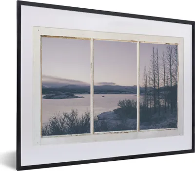 Produktbild von MuchoWow® MuchoWow® Gerahmtes Poster Aussicht - See - Berg 40x30 cm - Poster mit zchwarzem Bilderrahmen - Bilderrahmen - Poster im Rahmen